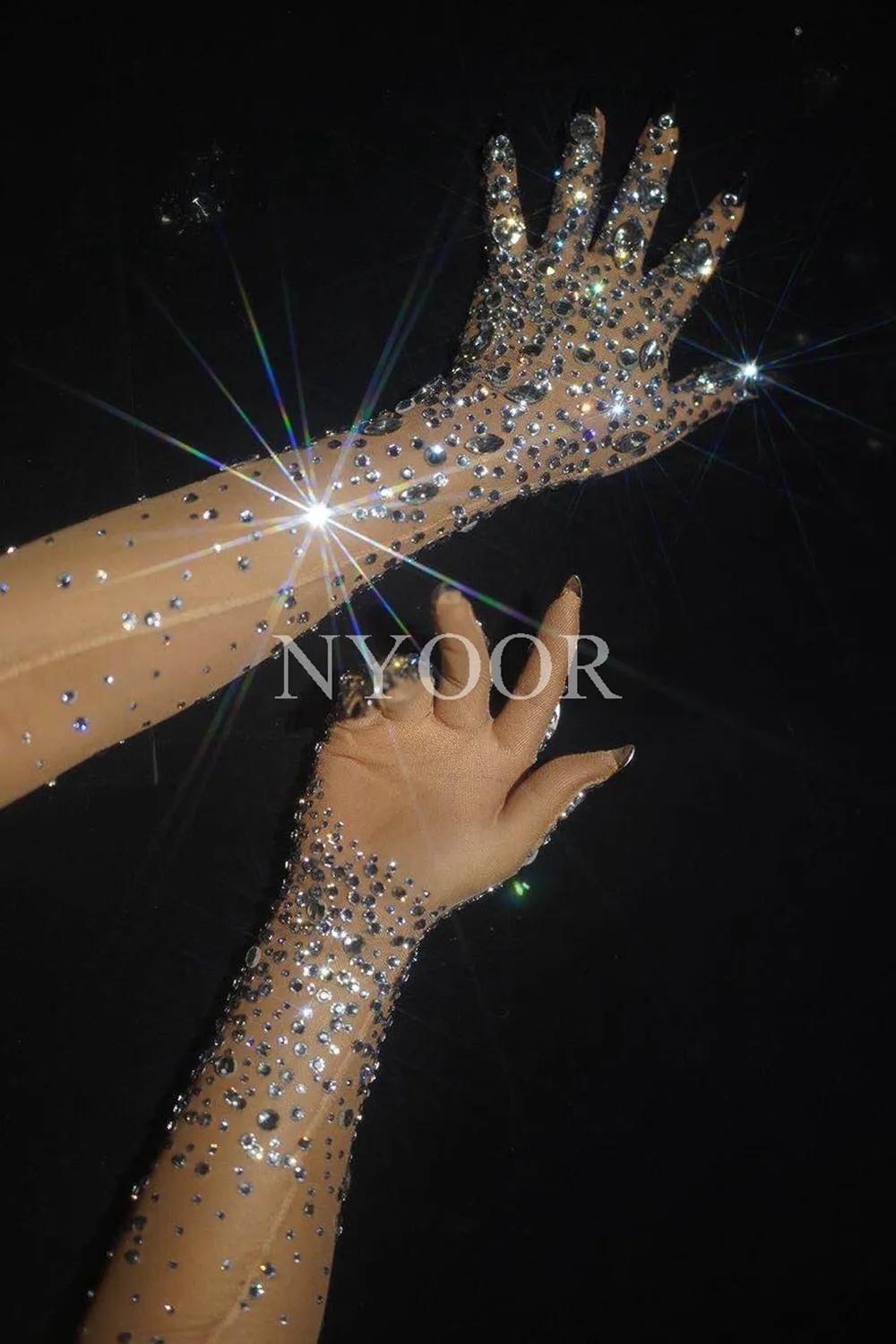 Luxurious Stretch Rhinestones Gloves
