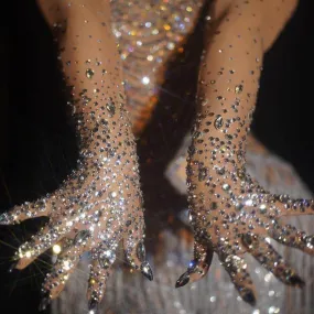 Luxurious Stretch Rhinestones Gloves