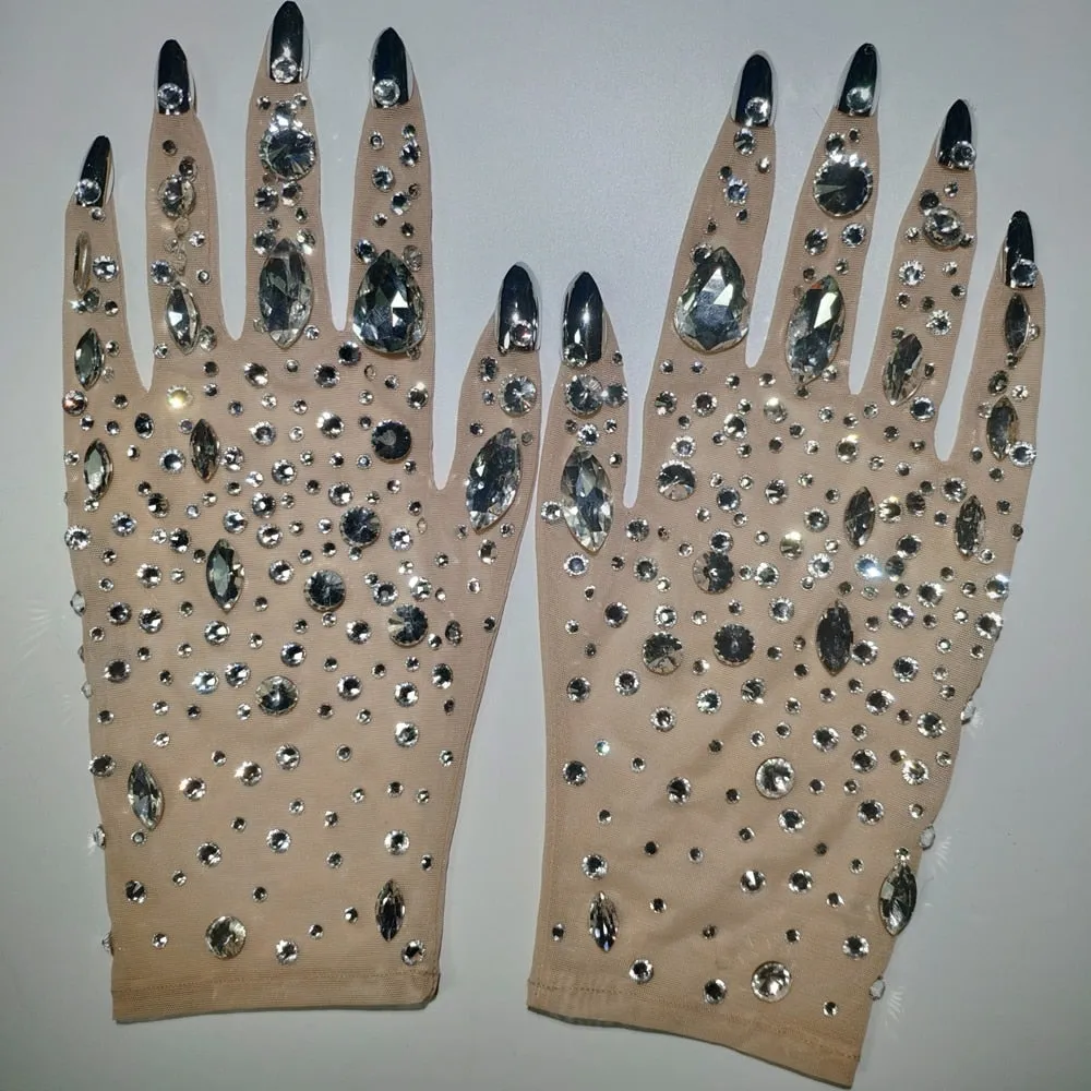 Luxurious Stretch Rhinestones Gloves