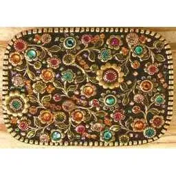 Michal Golans Black Enamel and Swarovski Crystal Belt Buckle