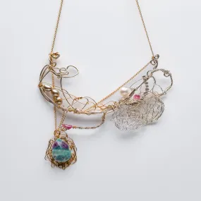 Organic Pearl and Zoisite Necklace