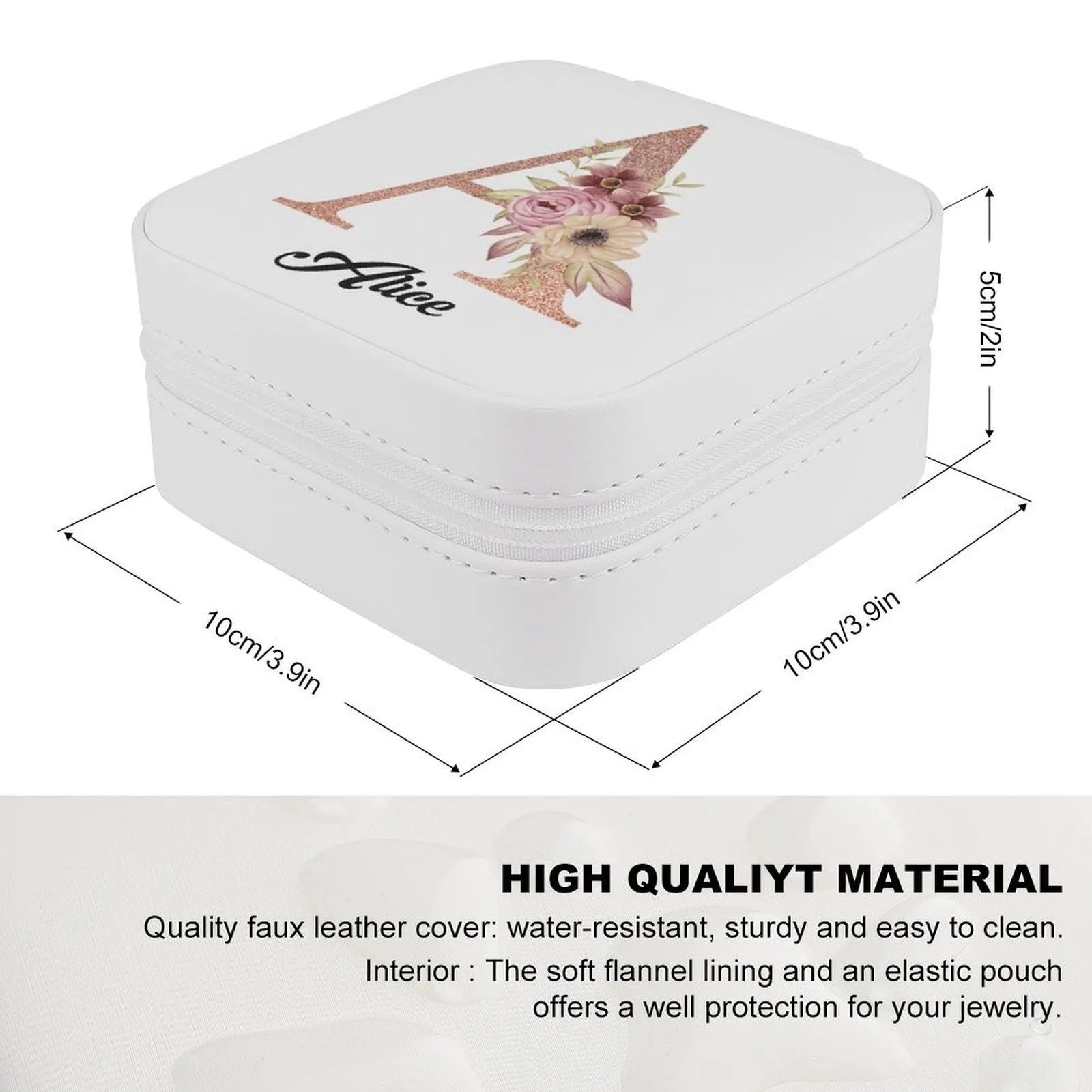 Personalized Jewellery Box Travel Zipper Alphabets Jewellery Boxes Custom Name Wedding Bridesmaid Proposal Gifts Wedding Favor