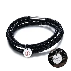 Personalized Leather Bracelet - PU Leather Vintage Style Braided Band