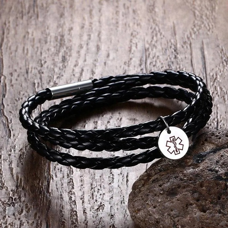 Personalized Leather Bracelet - PU Leather Vintage Style Braided Band