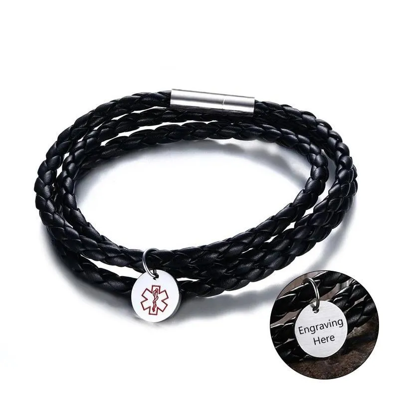 Personalized Leather Bracelet - PU Leather Vintage Style Braided Band