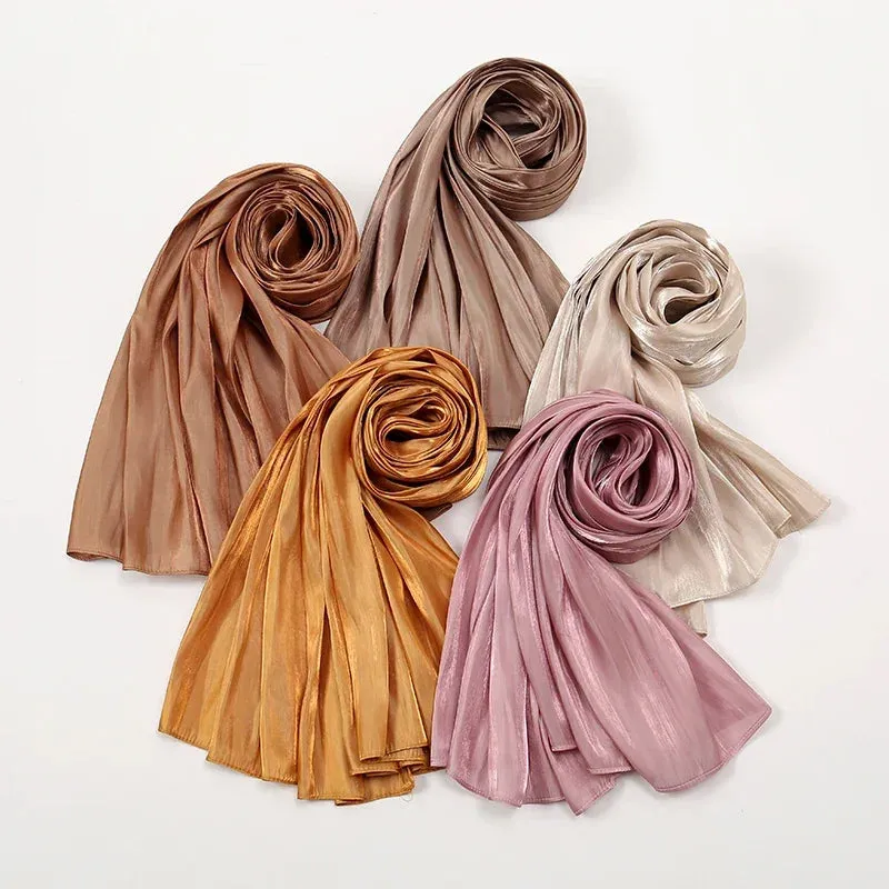 Premium Shimmer Silk Satin Hijab Scarf