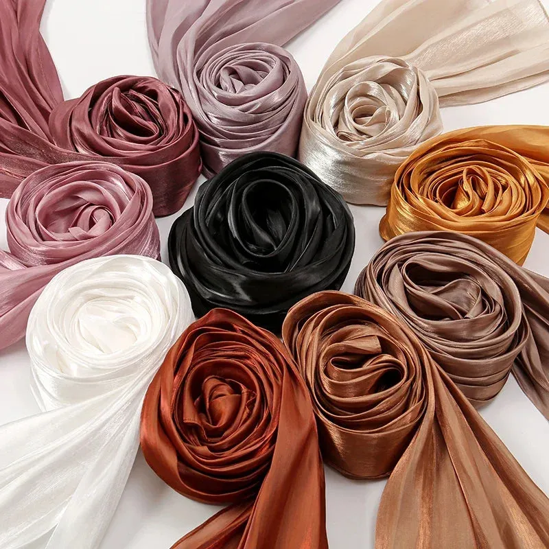 Premium Shimmer Silk Satin Hijab Scarf