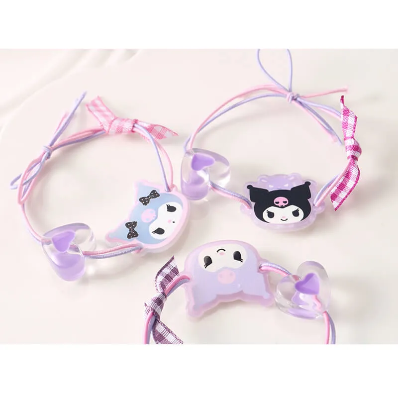 Sanrio Face Heart Hair Elastics 3Pcs Set