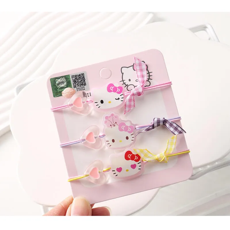 Sanrio Face Heart Hair Elastics 3Pcs Set