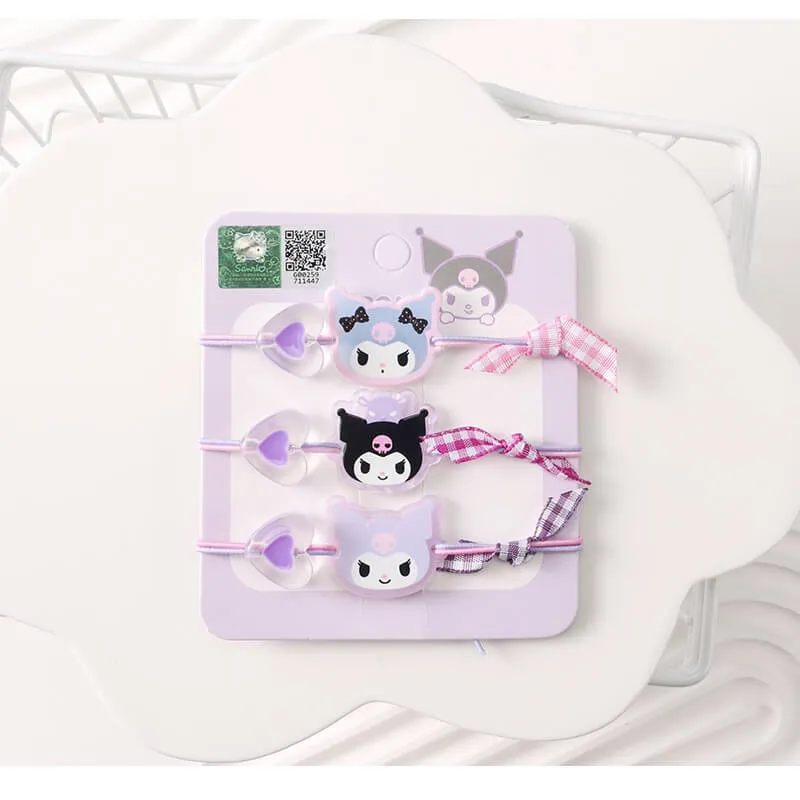 Sanrio Face Heart Hair Elastics 3Pcs Set