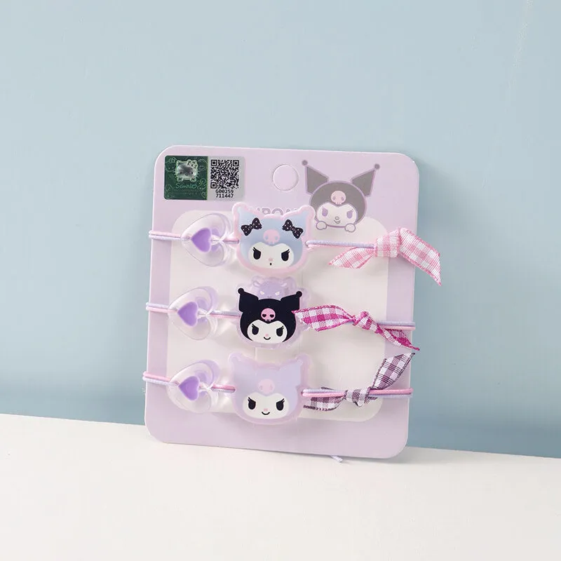 Sanrio Face Heart Hair Elastics 3Pcs Set