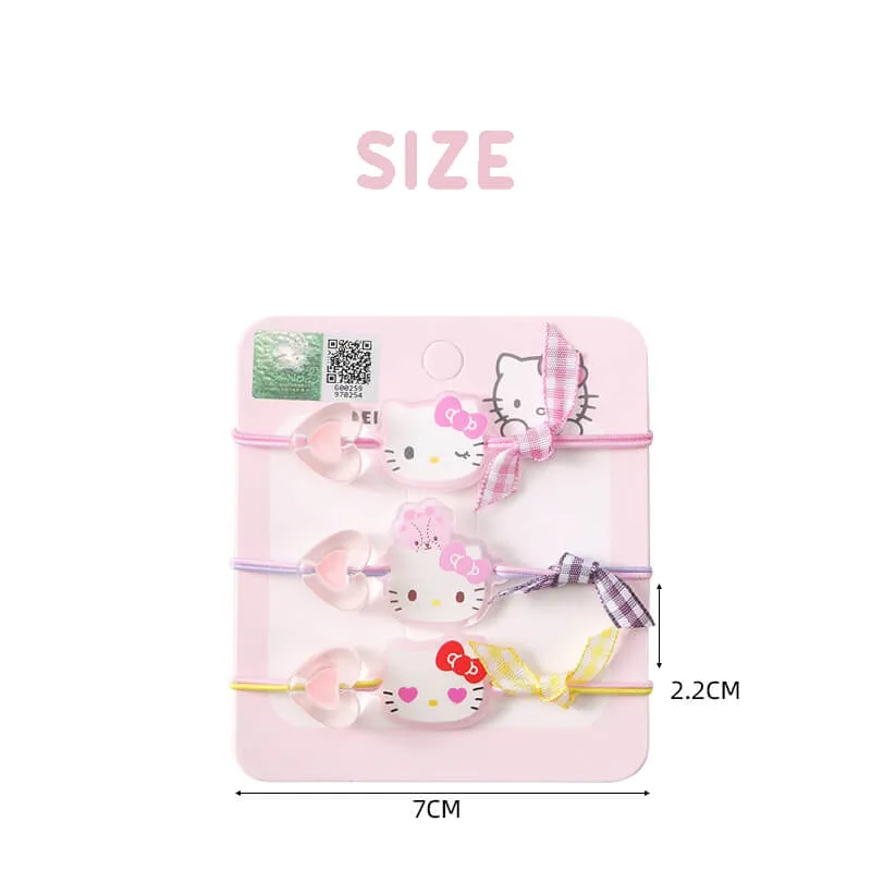 Sanrio Face Heart Hair Elastics 3Pcs Set