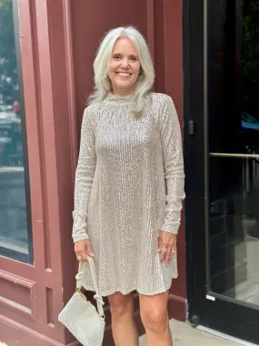 Sequin Soirée Mini Dress - Champagne