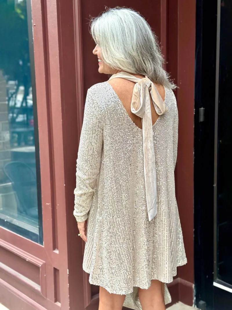 Sequin Soirée Mini Dress - Champagne