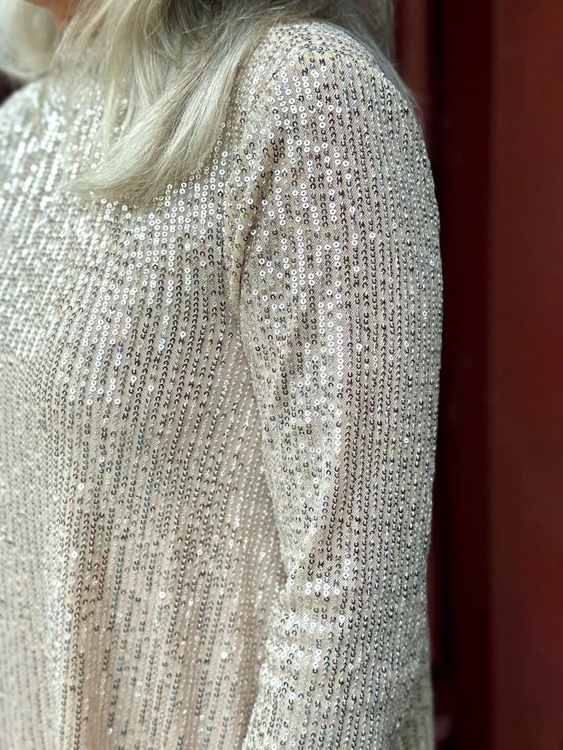 Sequin Soirée Mini Dress - Champagne
