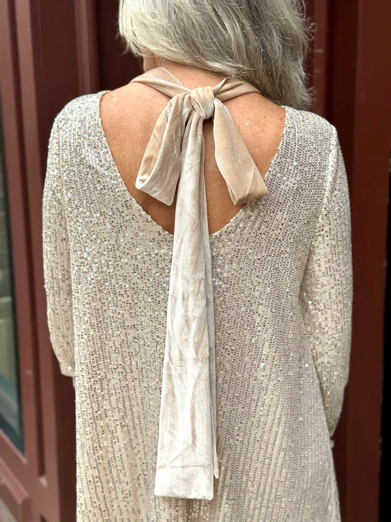 Sequin Soirée Mini Dress - Champagne