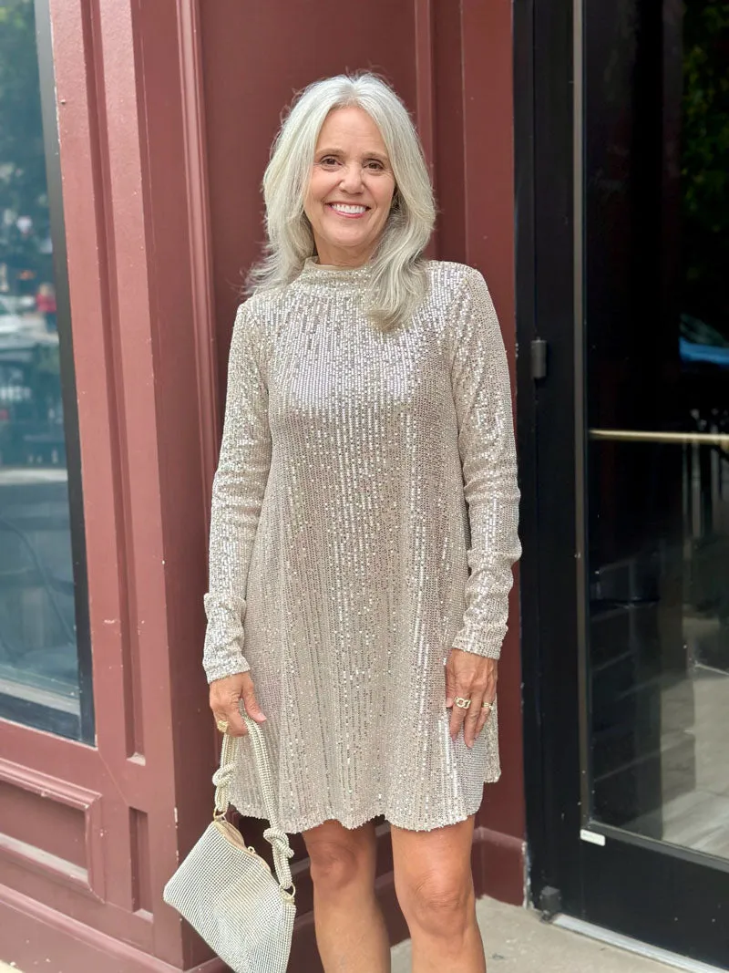Sequin Soirée Mini Dress - Champagne