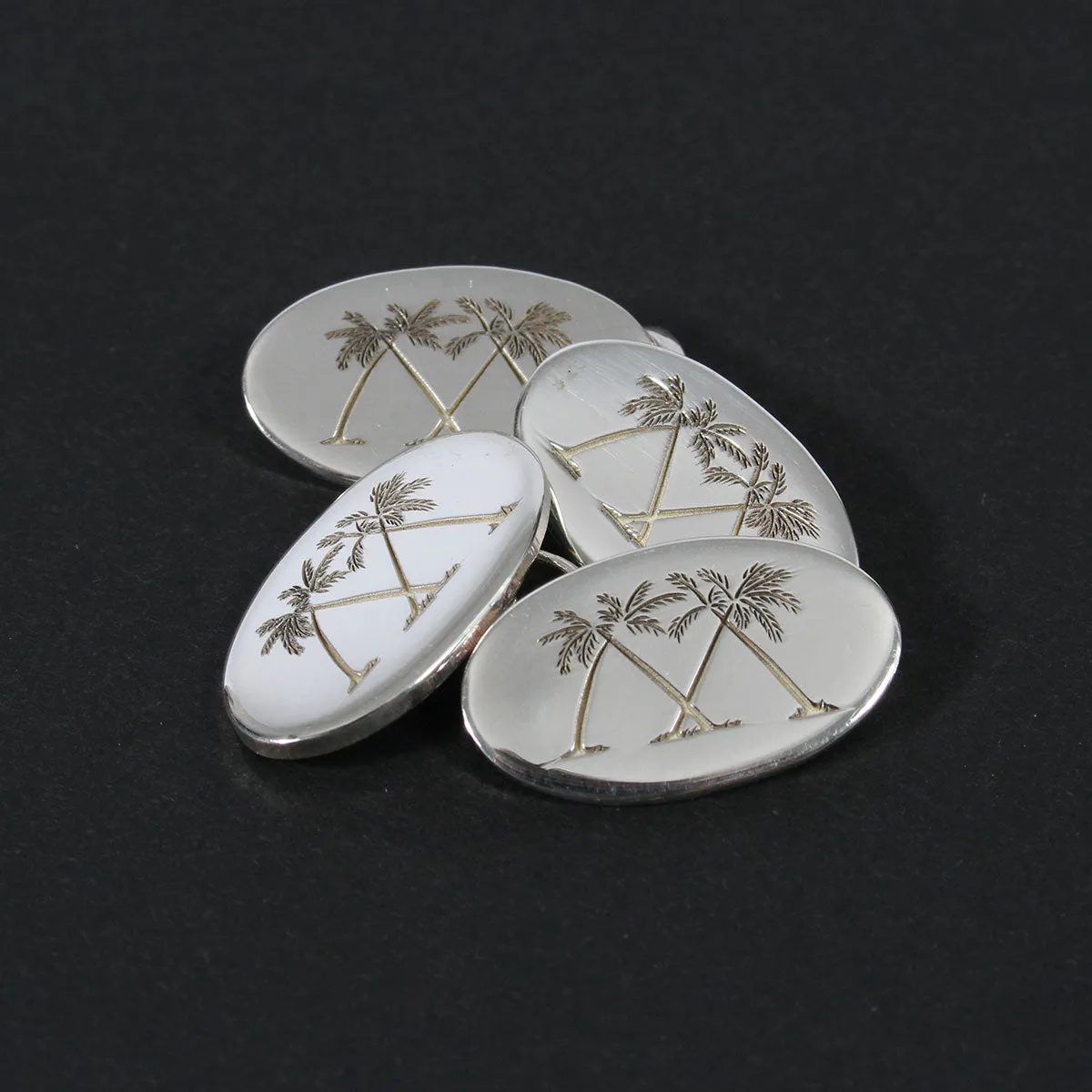 Sterling Silver Oval Cufflinks PINK HOUSE