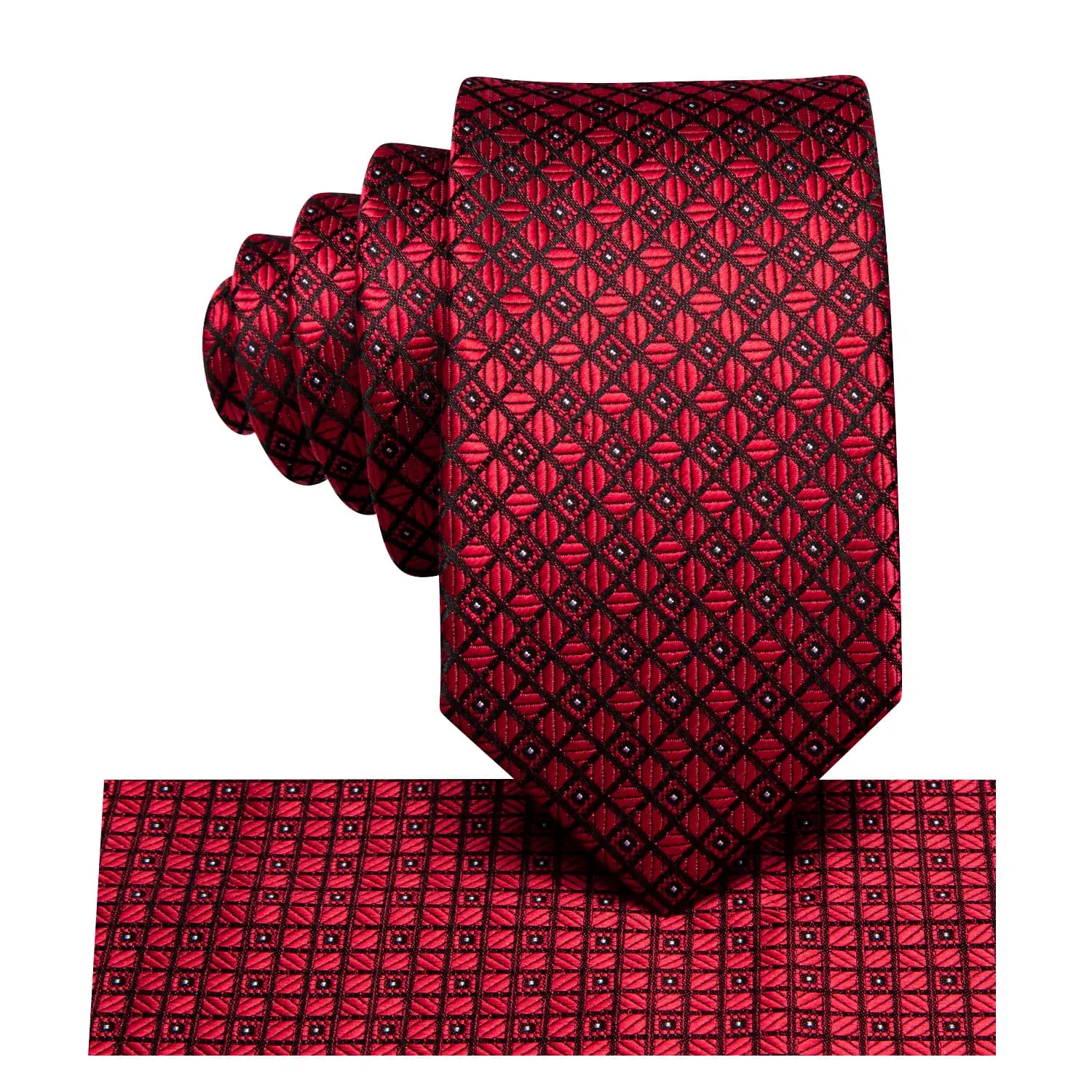 Ties2you Kids Tie Fire Brick Red Plaid Silk Children's Necktie Pocket Square Set