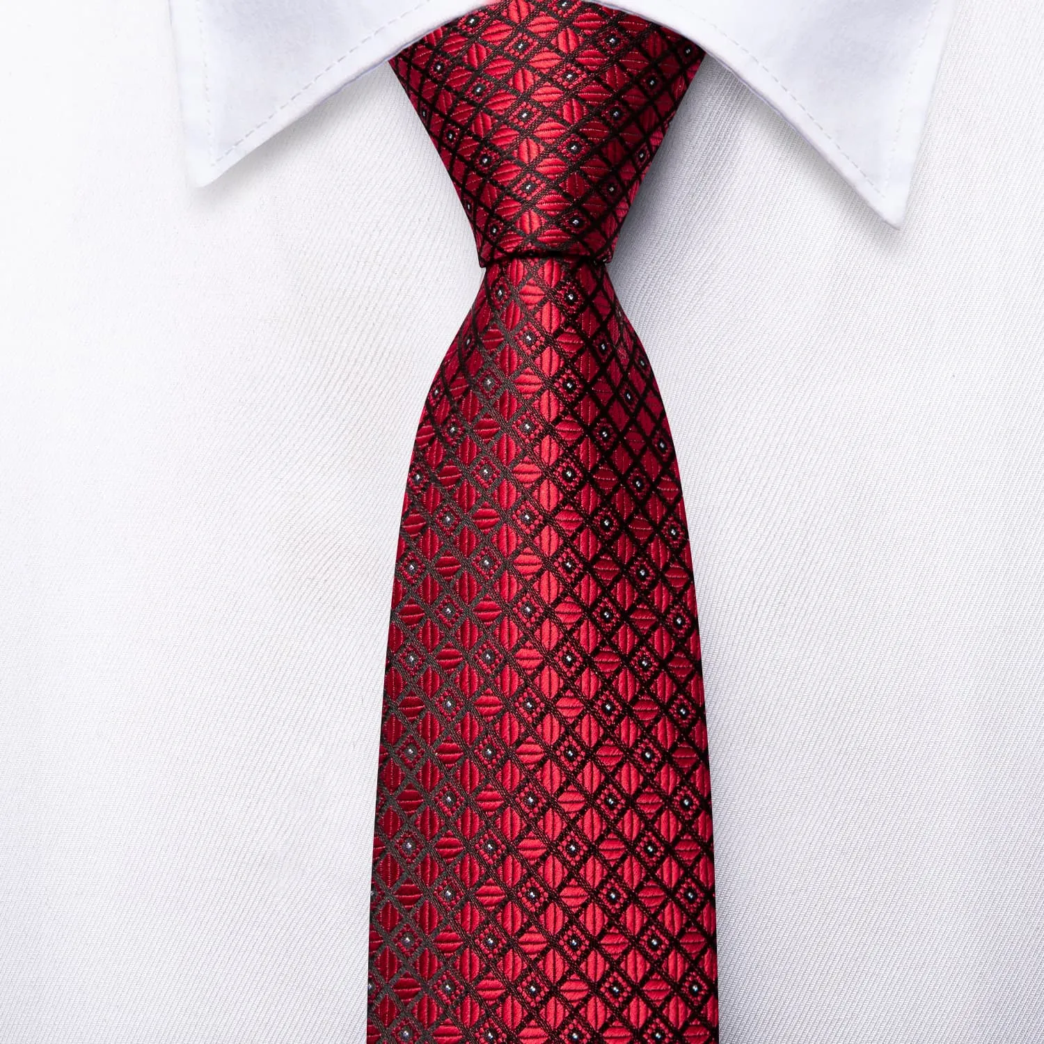Ties2you Kids Tie Fire Brick Red Plaid Silk Children's Necktie Pocket Square Set