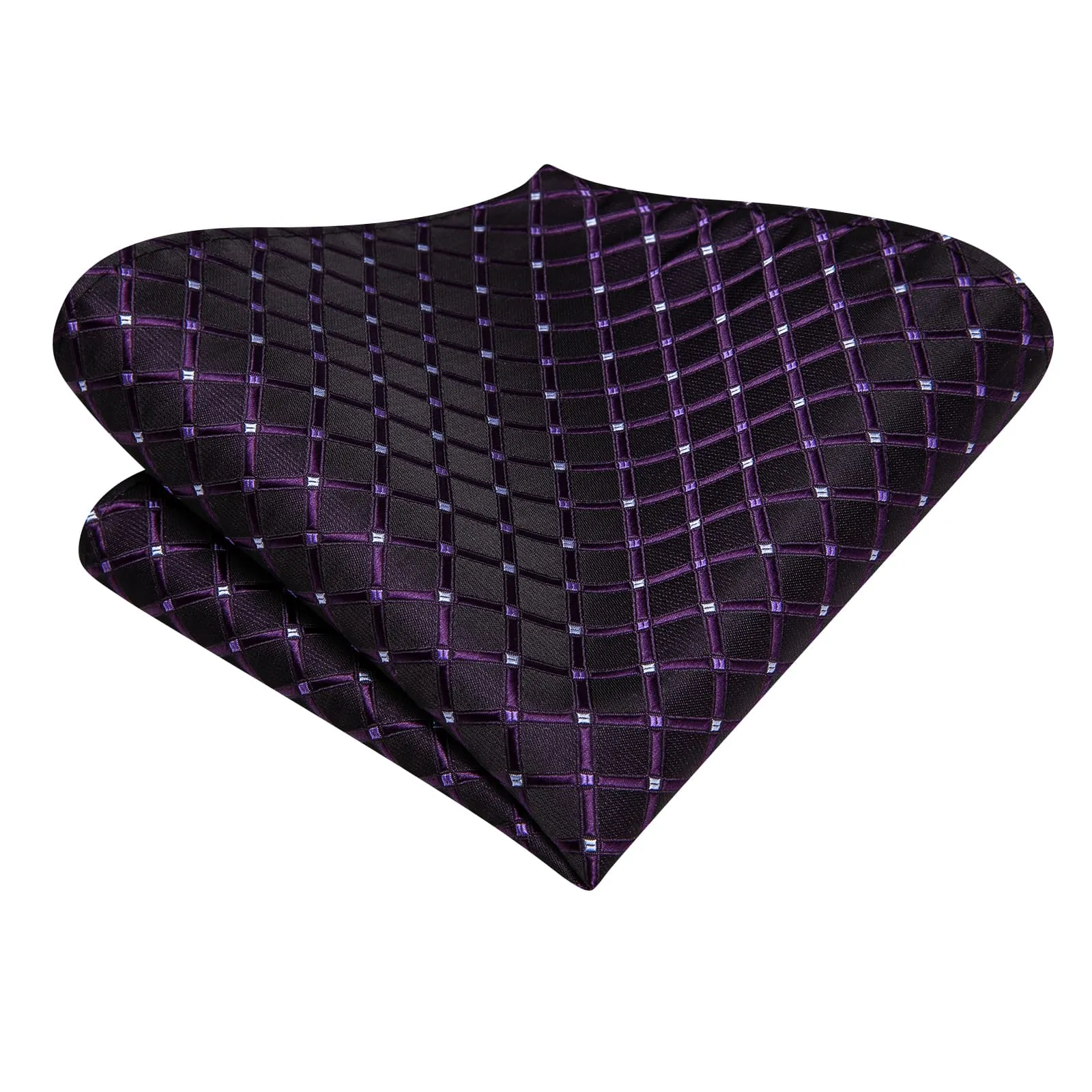 Ties2you Tie Top Eggplant Purple Plaid Silk Mens Formal Business Ties Pocket Square Cufflinks Set