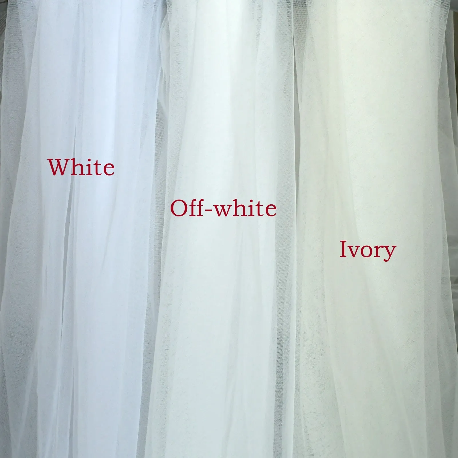Tulle Pearl Beaded Bridal  Wedding Veil with Hair Comb Size Short Through Cathedral