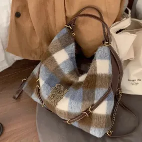 Uakiss Plaid Womens Shoulder Bag Elegant Fashion Large Capacity Casual Backpacks Luxury Designer Exquisite New Korean Popular Bags