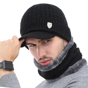 Unisex Winter Wool Beanie Cap and Scarf / Mask Sets