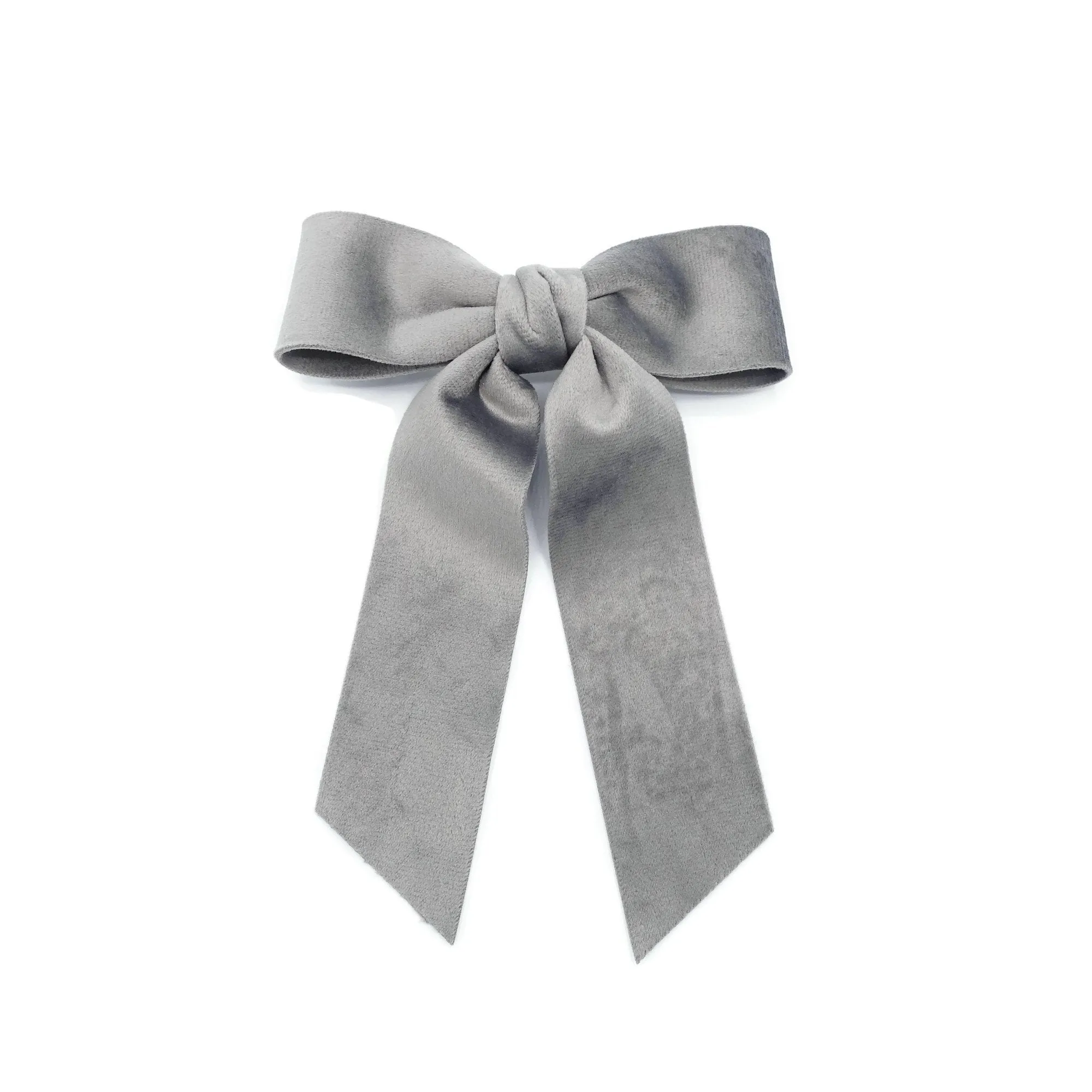 velvet fabric hair bow with tail double faced velvet basic women hair accessory