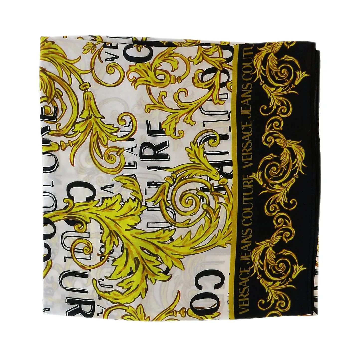 Versace Jeans Couture White/Gold Signature Baroque Print Square Scarf