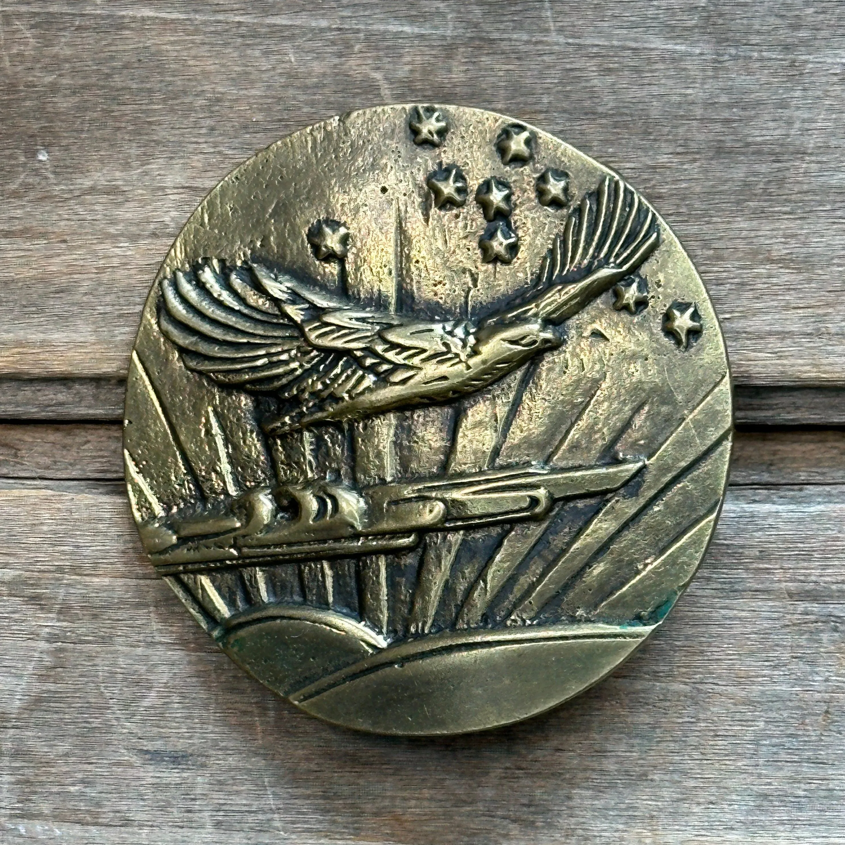 Vintage Brass Soaring Sunrise Baron Brass Works Belt Buckle