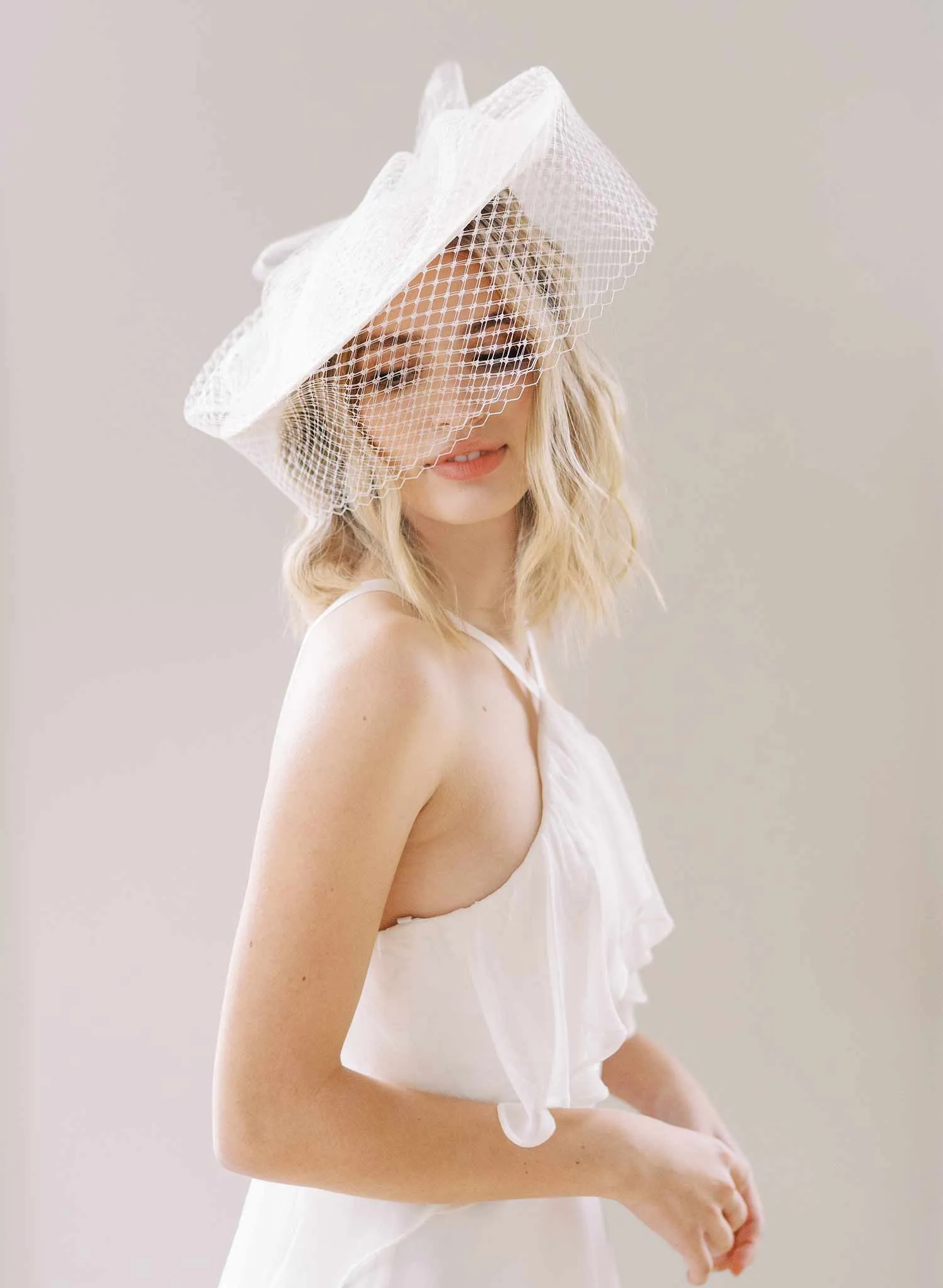 Vintage inspired bridal mini hat with veil - Style #2454