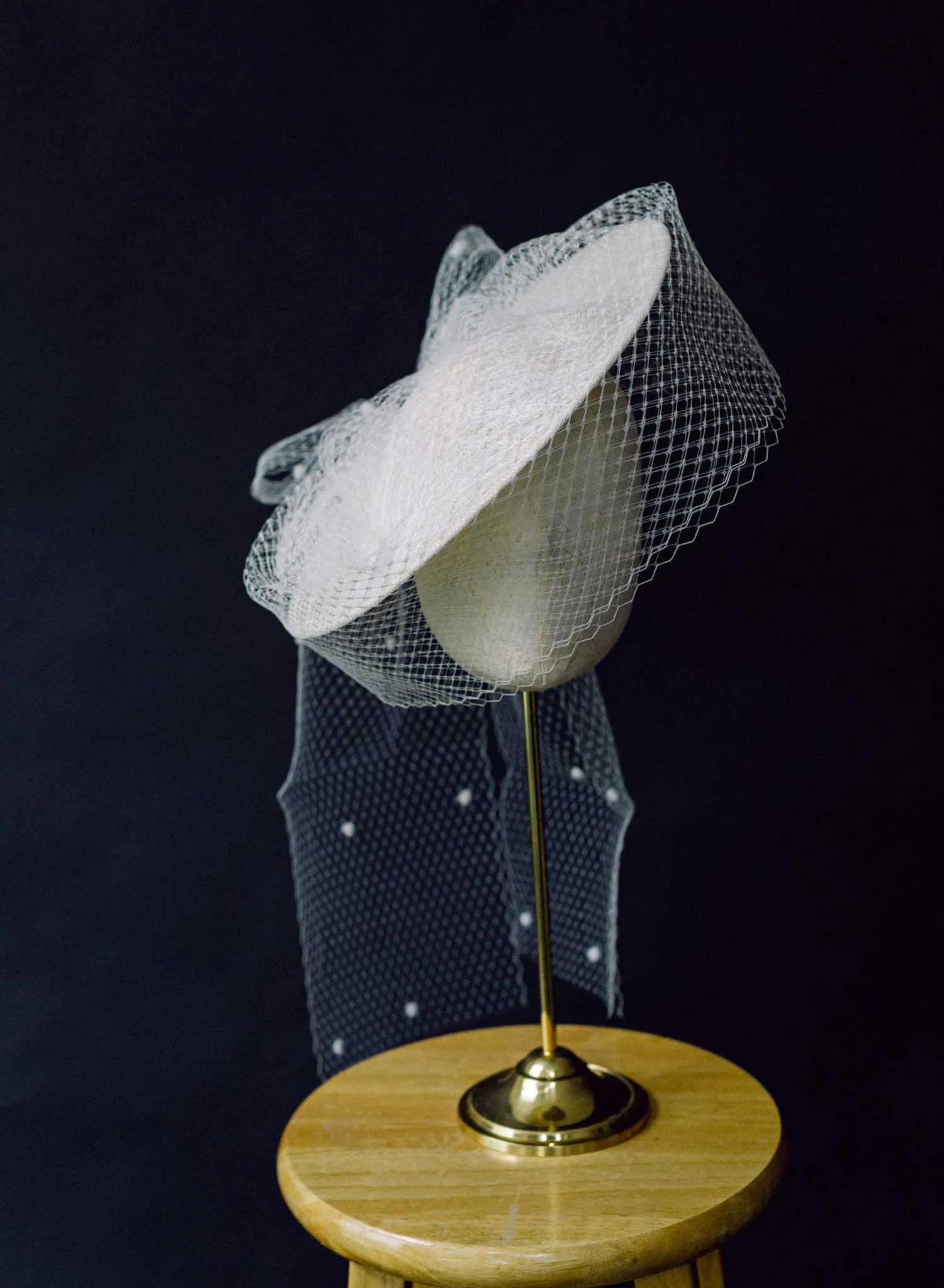 Vintage inspired bridal mini hat with veil - Style #2454