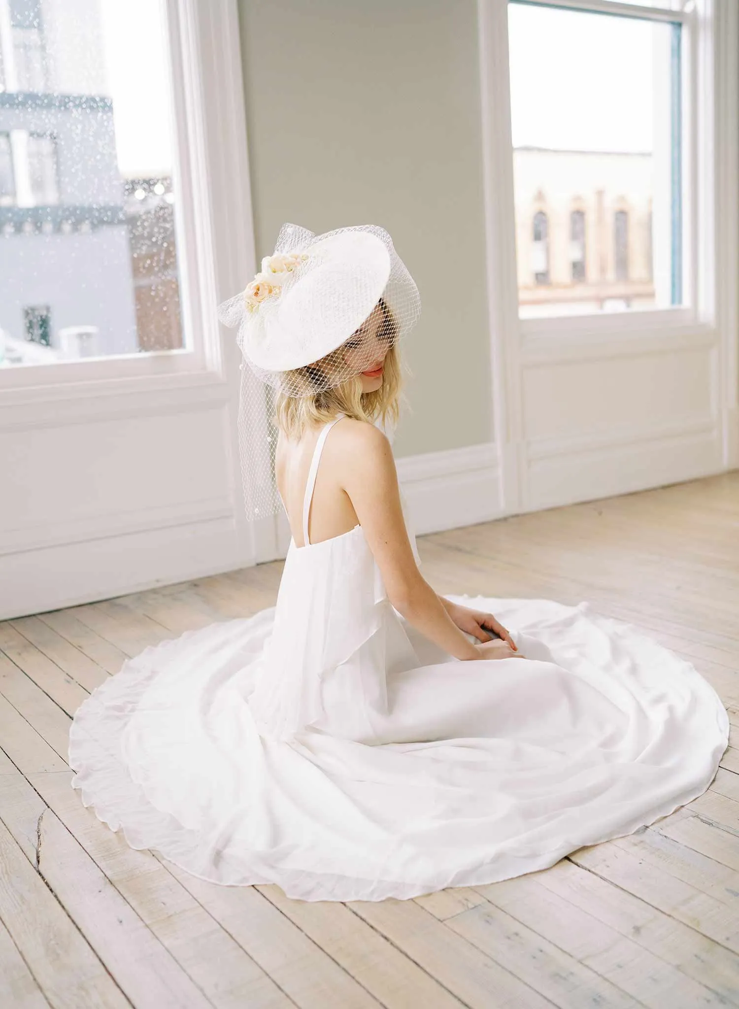 Vintage inspired bridal mini hat with veil - Style #2454