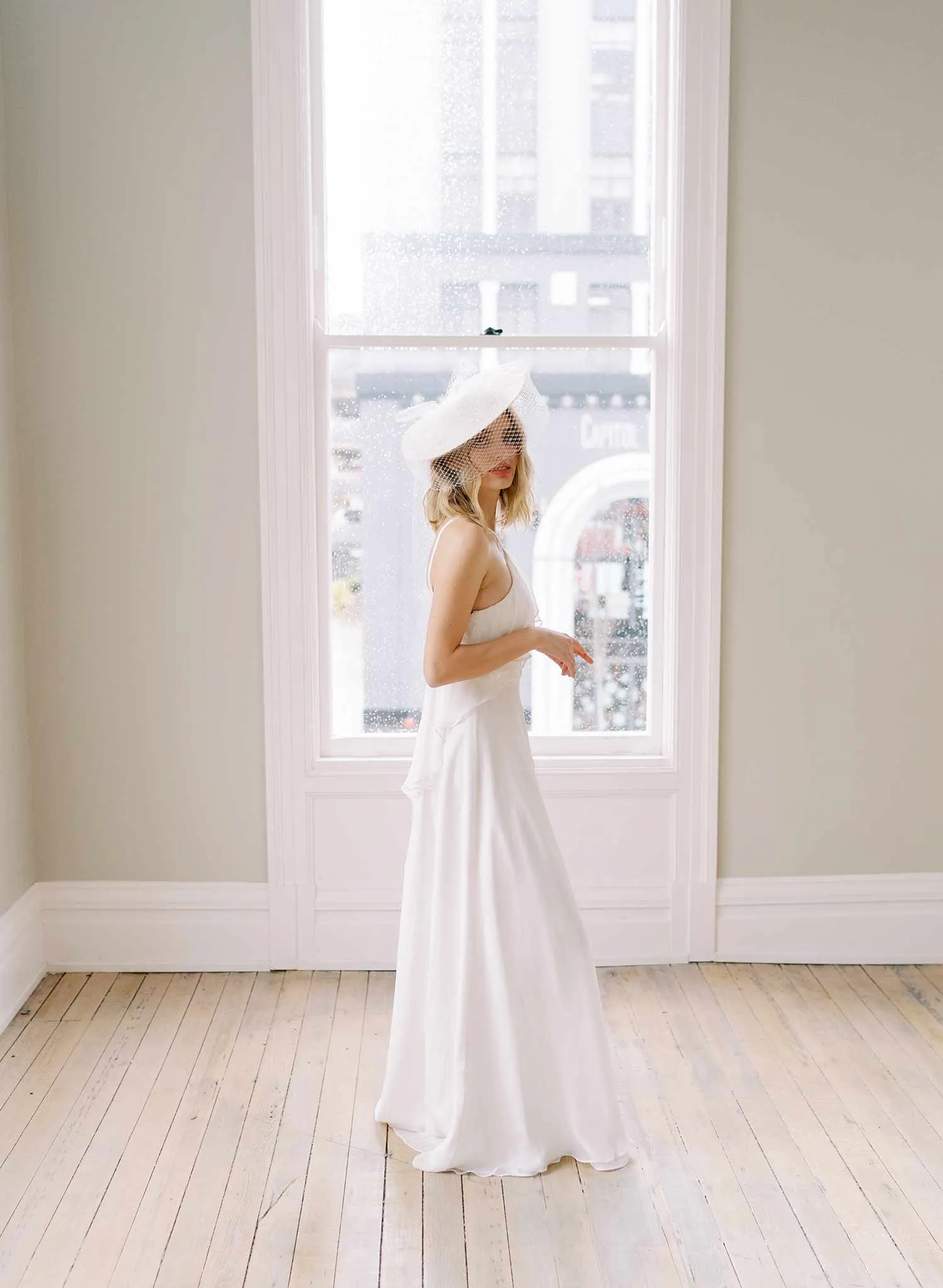 Vintage inspired bridal mini hat with veil - Style #2454