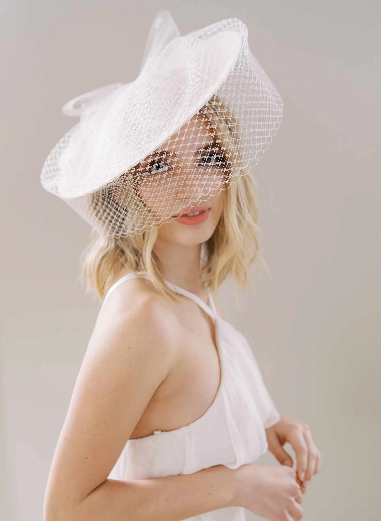 Vintage inspired bridal mini hat with veil - Style #2454