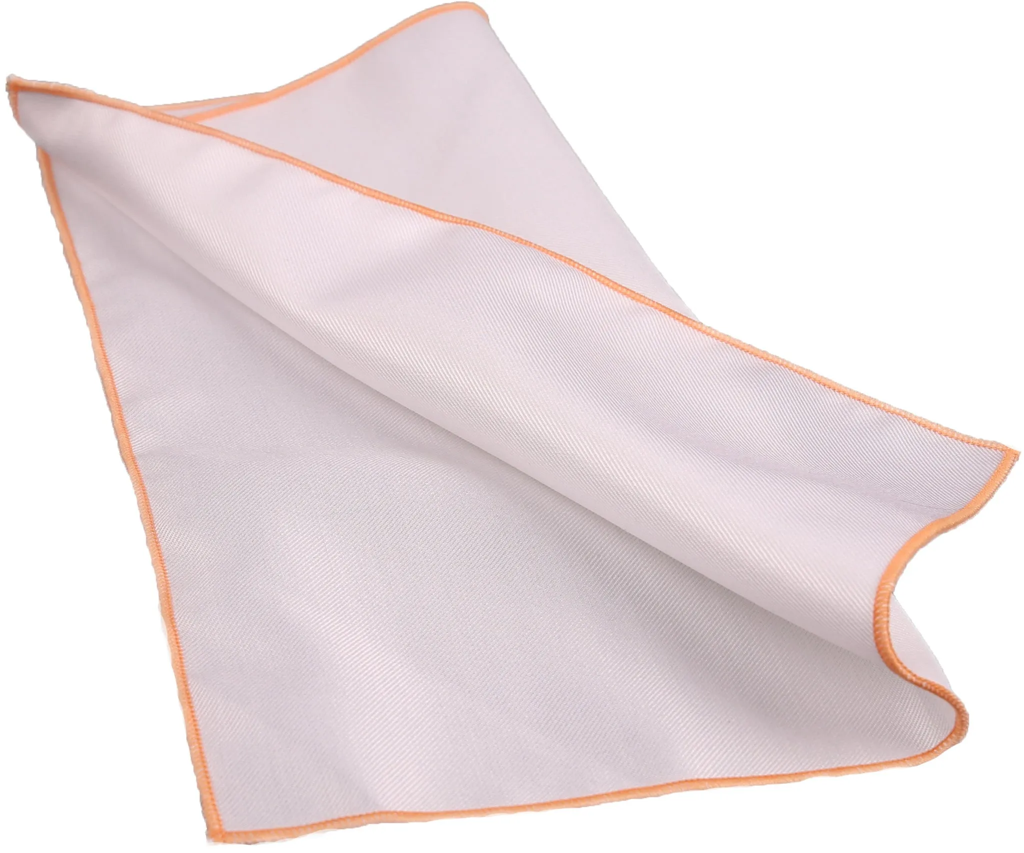 White / British Tan Stitched Pocket Square - [2017 Spring]
