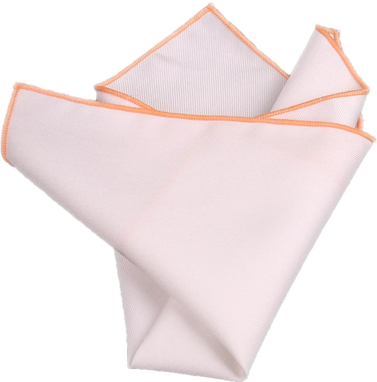 White / British Tan Stitched Pocket Square - [2017 Spring]