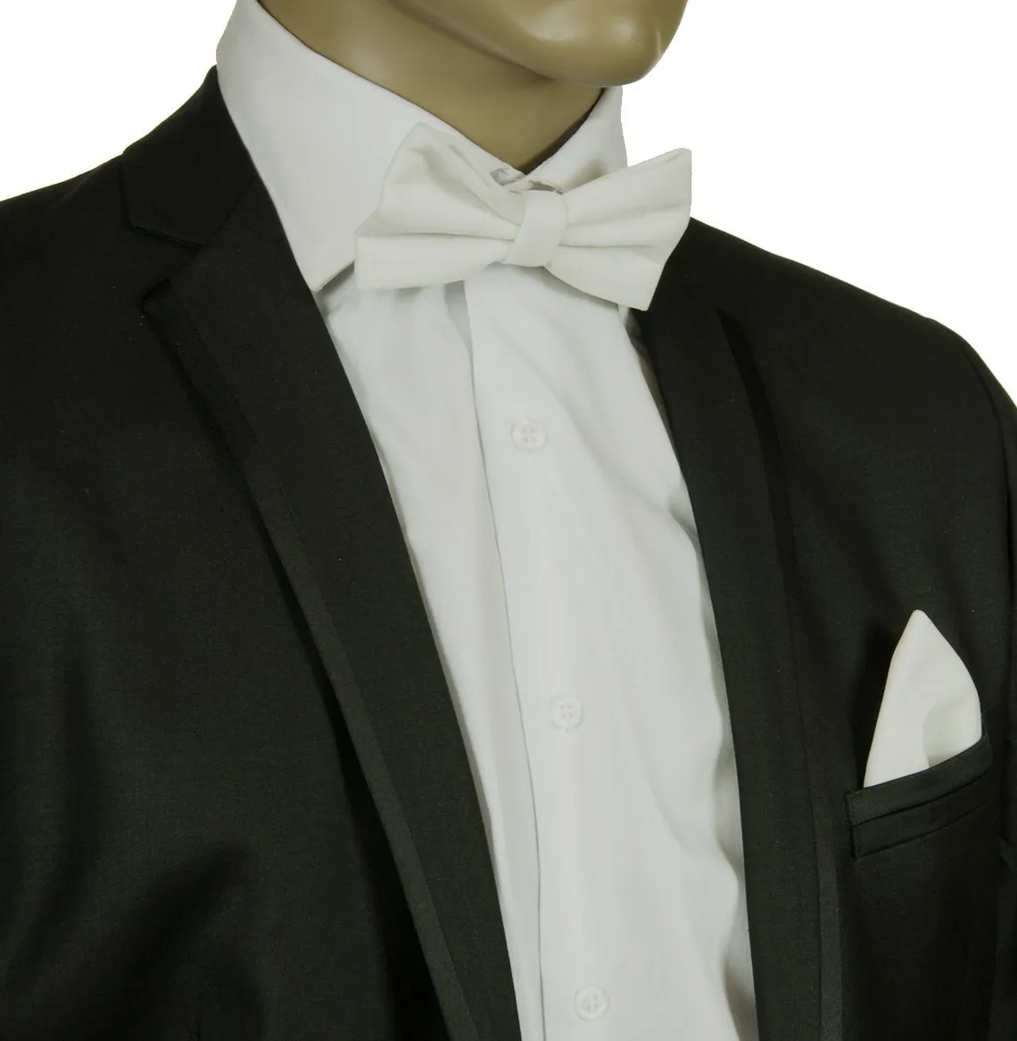 White VELVET Bow Tie and Pocket Square Set