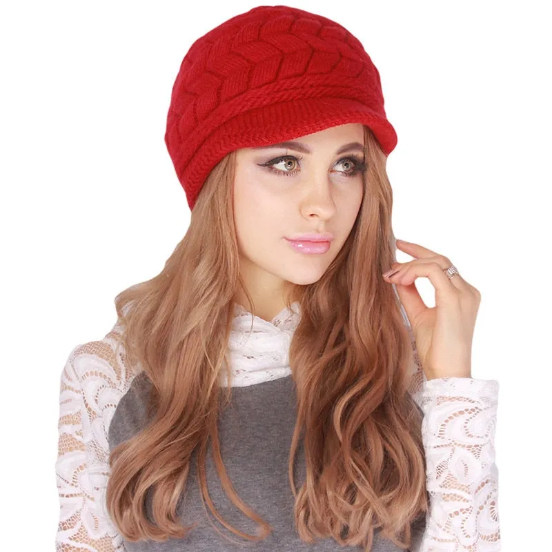 Winter Women Hat Luxury Knitted Hats Female Soft High Elastic Warm Caps Beanies Headgear Girl Cap Solid Color