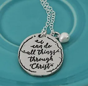 Women's Philippians 4:13 Pewter Necklace